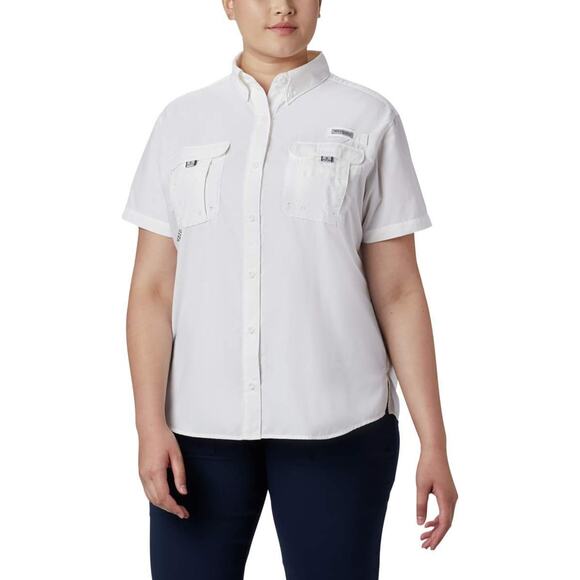 Columbia Women Bahama PFG Short Sleeve Button Up Shirt Size 3X Plus Size White - Picture 1 of 4